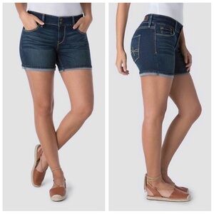 Denizen From Levi’s Double Button Dark Wash Denim Mid Rise Cuffed Jean Shorts